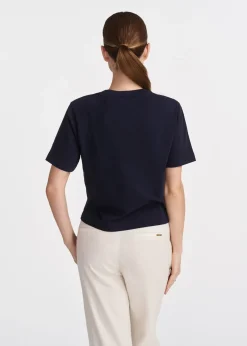 Bawełniany granatowy T-shirt damski