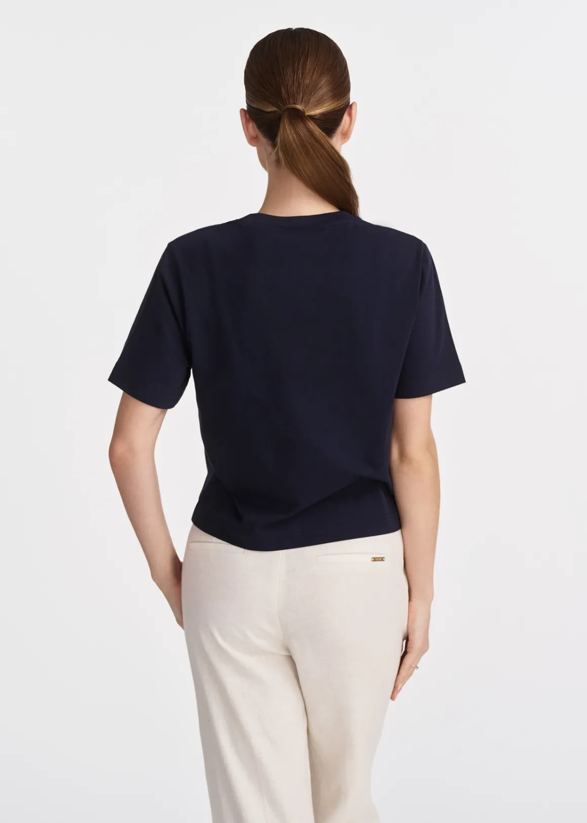 Bawełniany granatowy T-shirt damski