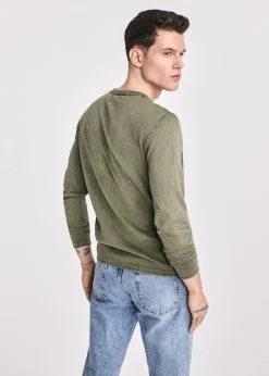 Bawełniany sweter męski w kolorze khaki