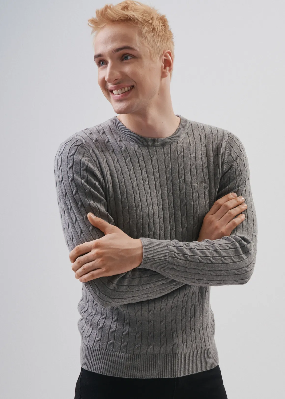 Bawełniany szary sweter męski