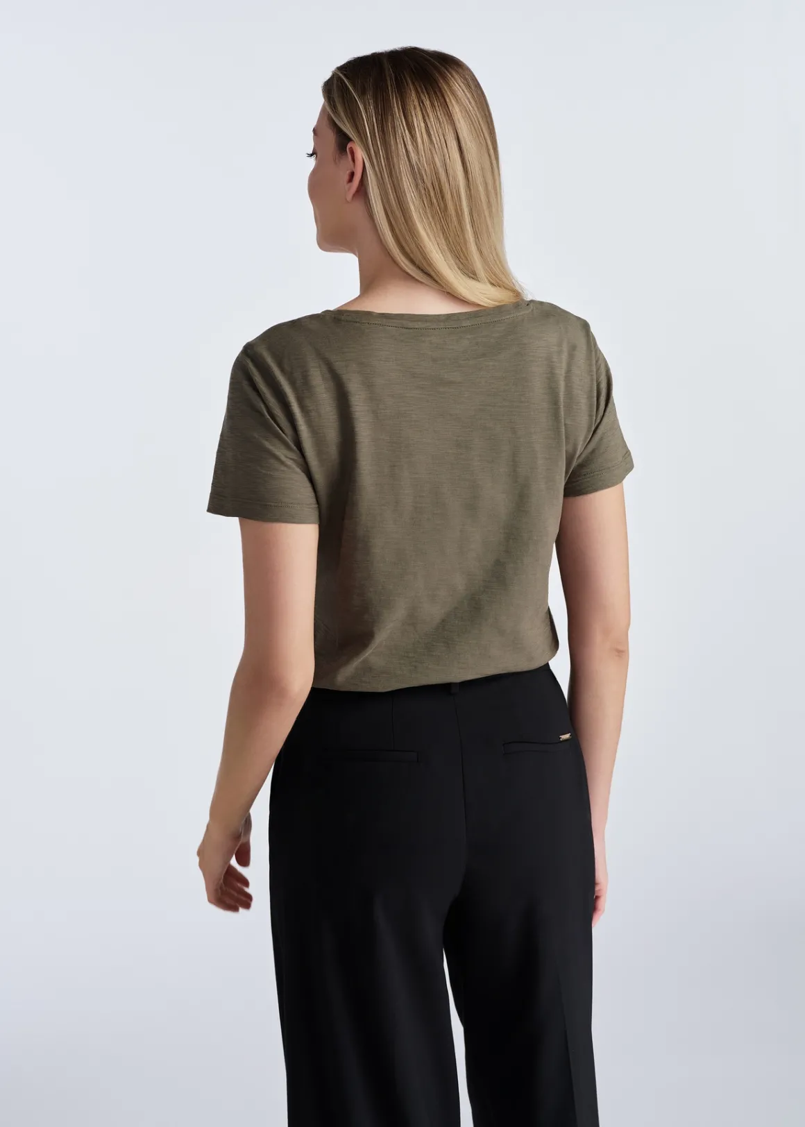 Bawełniany T-shirt damski khaki