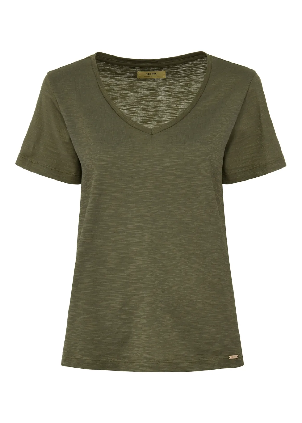 Bawełniany T-shirt damski khaki