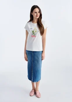 Bawełniany T-shirt damski z nadrukiem