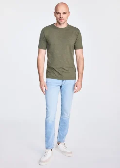 Bawełniany T-shirt męski w kolorze khaki