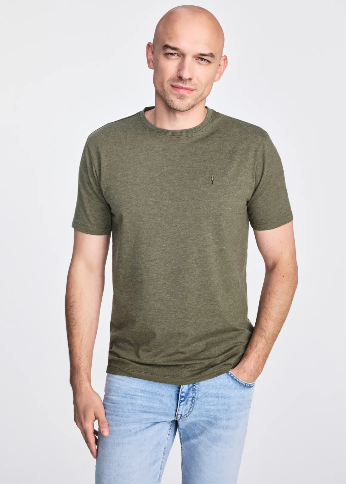 Bawełniany T-shirt męski w kolorze khaki