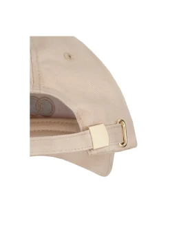 Beżowa czapka z daszkiem z logo unisex