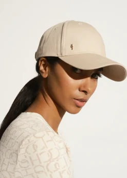 Beżowa czapka z daszkiem z logo unisex