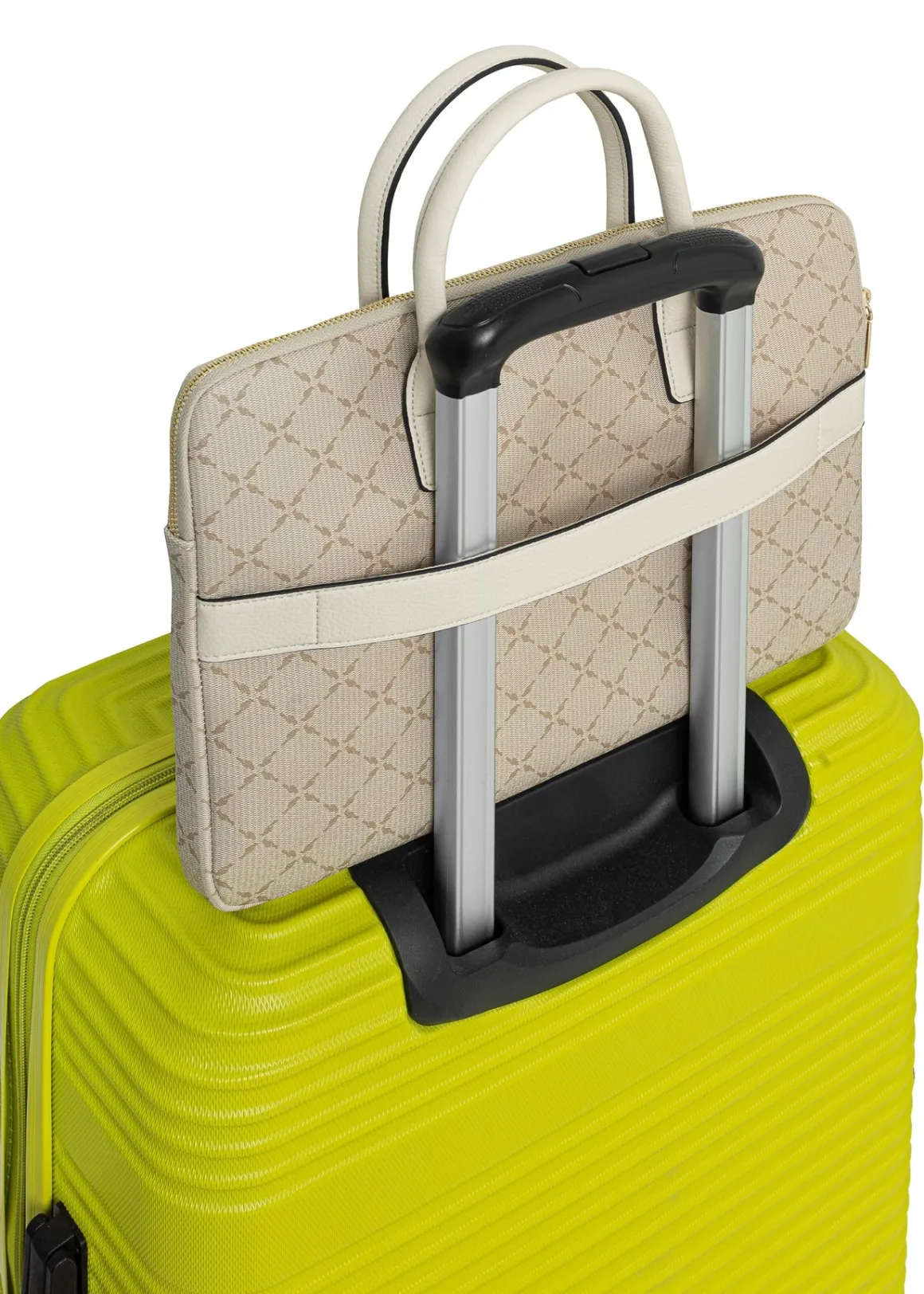 Beżowa damska torba na laptopa z monogramem