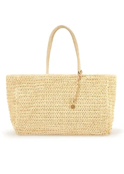 Beżowa pleciona torebka shopper damska