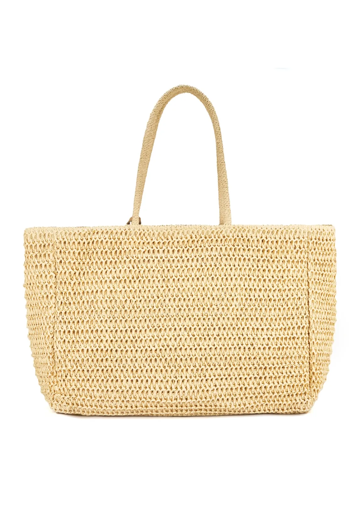 Beżowa pleciona torebka shopper damska
