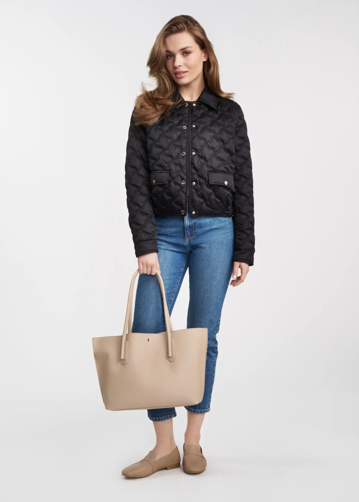 Beżowa torebka shopper damska
