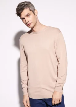 Beżowy sweter męski basic
