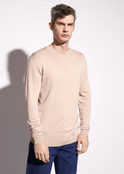 Beżowy sweter męski basic