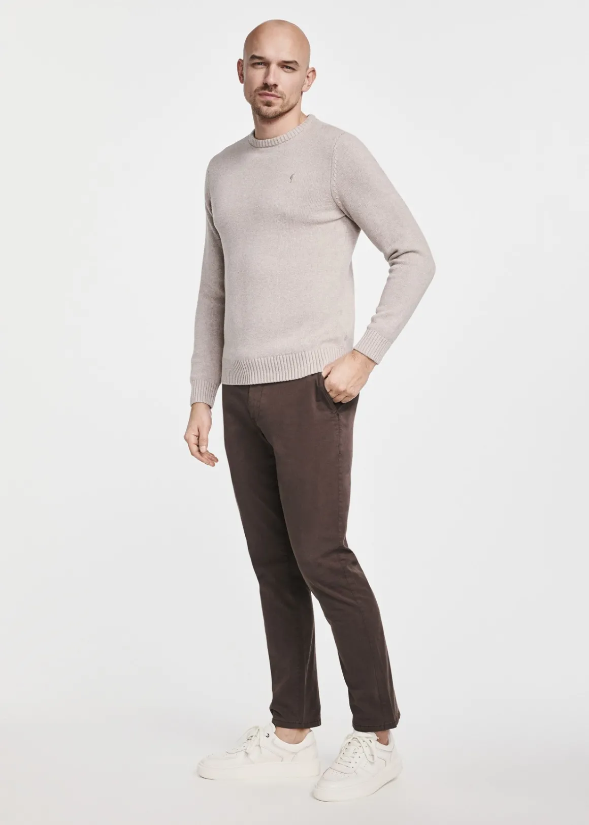 Beżowy sweter męski bawełniany