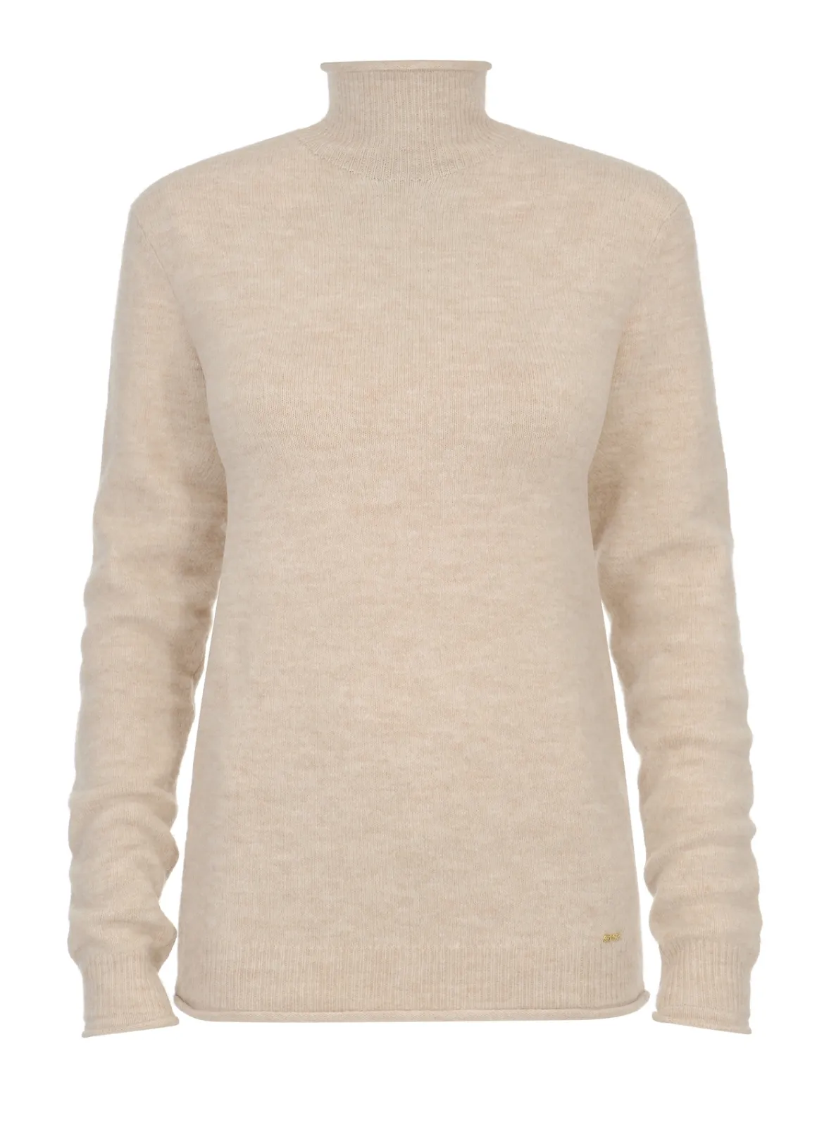 Beżowy sweter z golfem damski