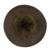 Beret damski z pomponem w kolorze khaki