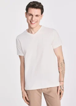Biały basic T-shirt męski z logo