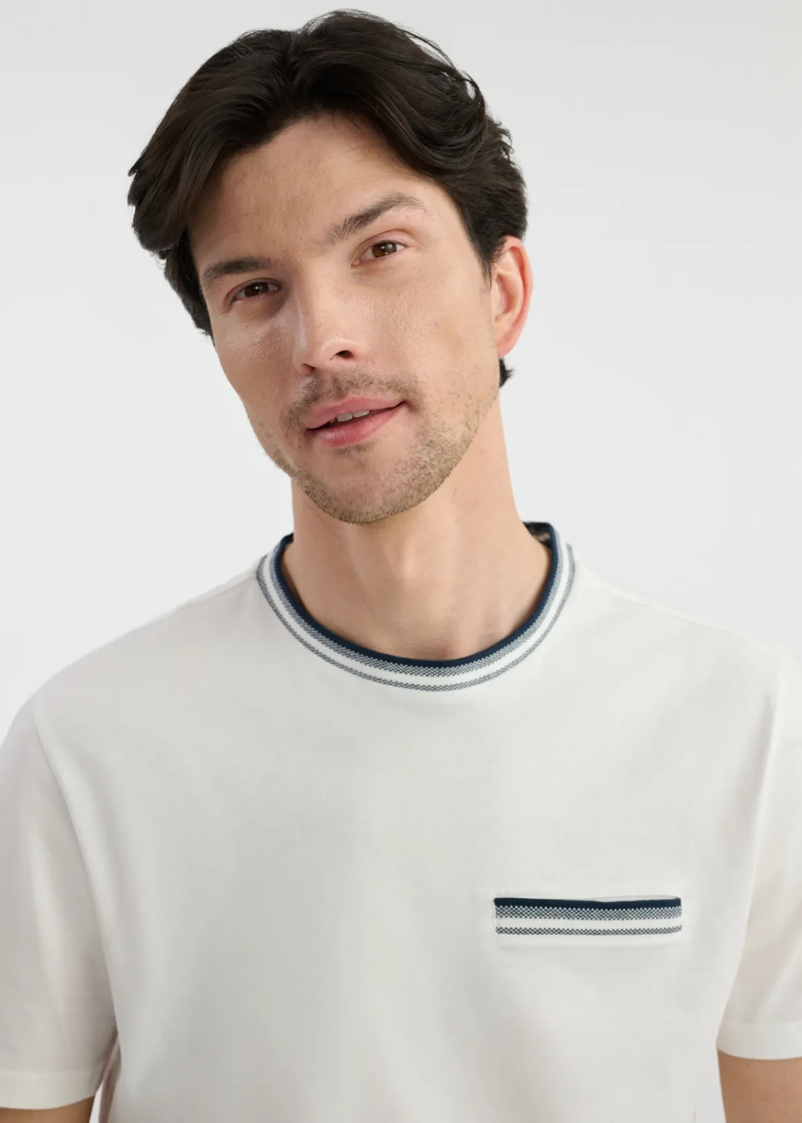 Biały T-shirt męski z bawełny