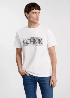 Biały t-shirt męski z logotypem
