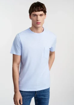 Błękitny bawełniany t-shirt męski