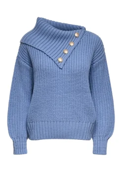 Błękitny sweter z kołnierzem