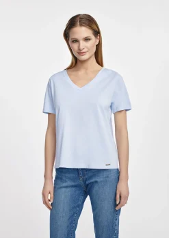 Błękitny t-shirt damski basic
