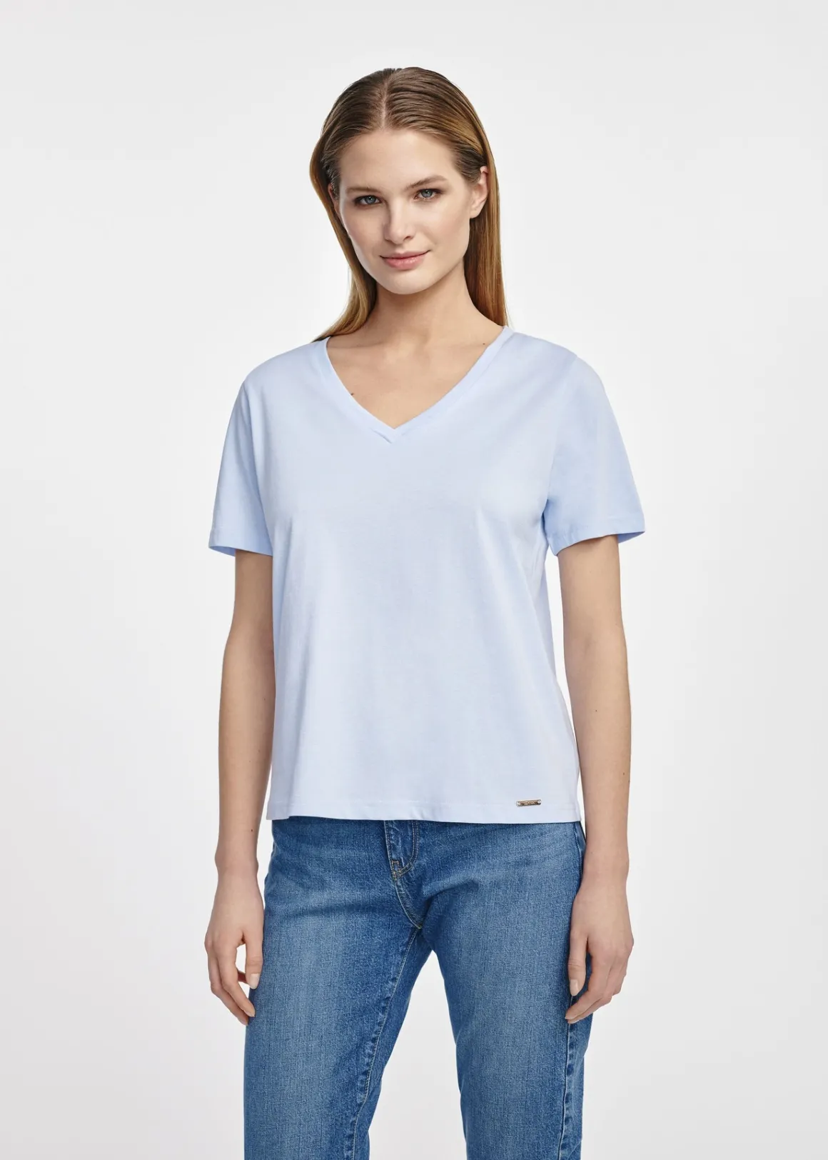 Błękitny t-shirt damski basic