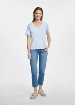 Błękitny t-shirt damski basic