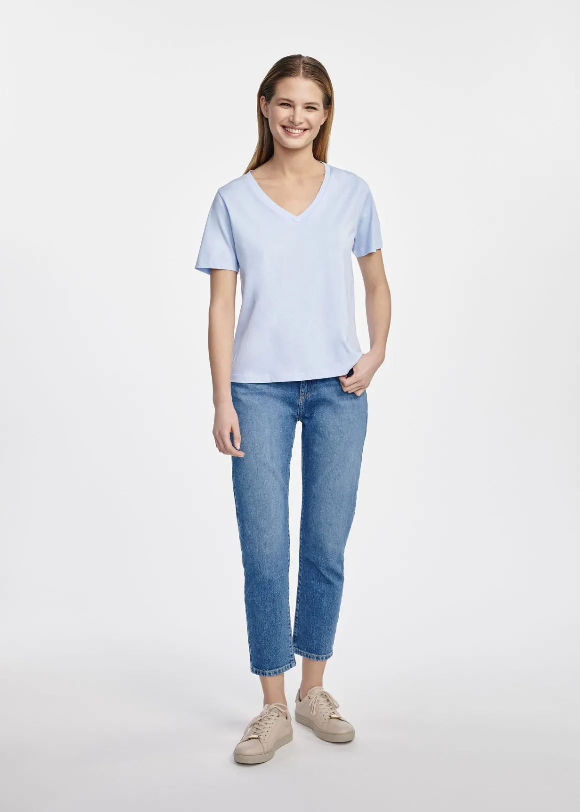 Błękitny t-shirt damski basic