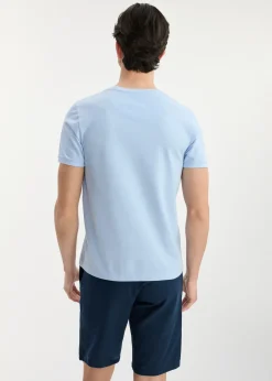 Błękitny T-shirt męski z bawełny