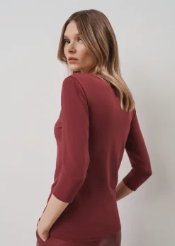 Bordowa bluzka basic damska