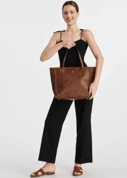 Brązowa skórzana torebka shopper