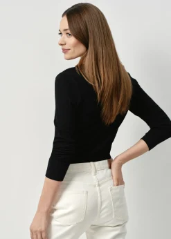 Czarna prążkowana bluzka longsleeve damska