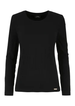 Czarna prążkowana bluzka longsleeve damska