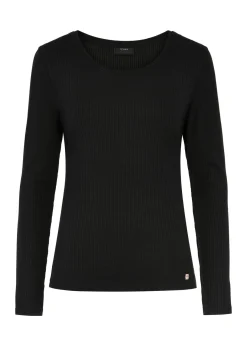 Czarna prążkowana bluzka longsleeve damska