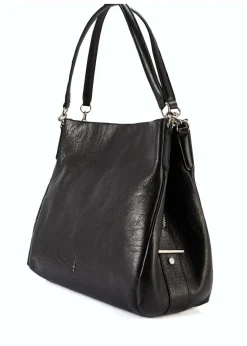 Czarna skórzana damska torebka shopper