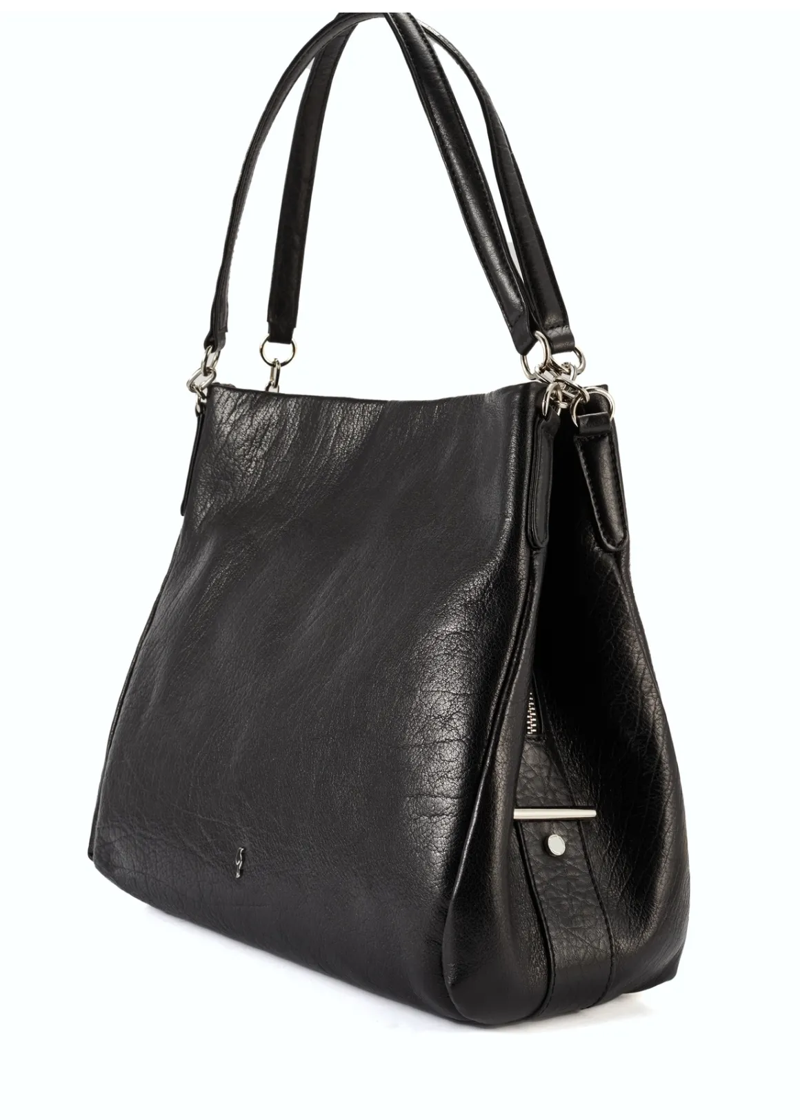 Czarna skórzana damska torebka shopper