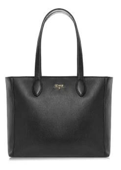 Czarna skórzana torebka shopper damska