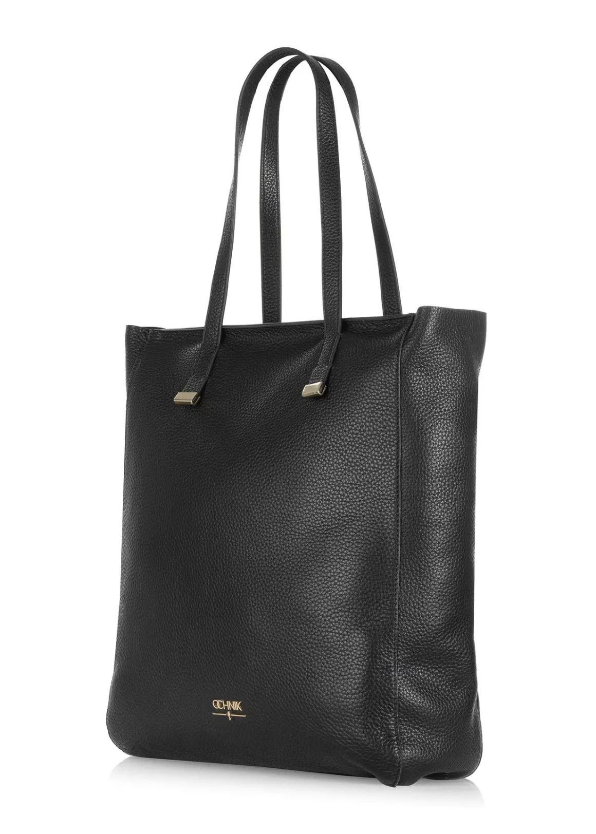 Czarna skórzana torebka shopper damska