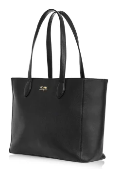 Czarna skórzana torebka shopper damska