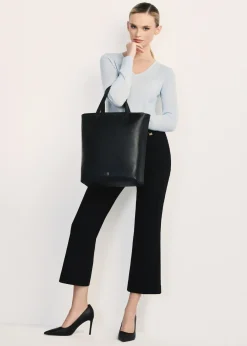 Czarna skórzana torebka shopper
