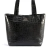 Czarna skórzana torebka shopper croco