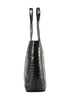 Czarna skórzana torebka shopper croco