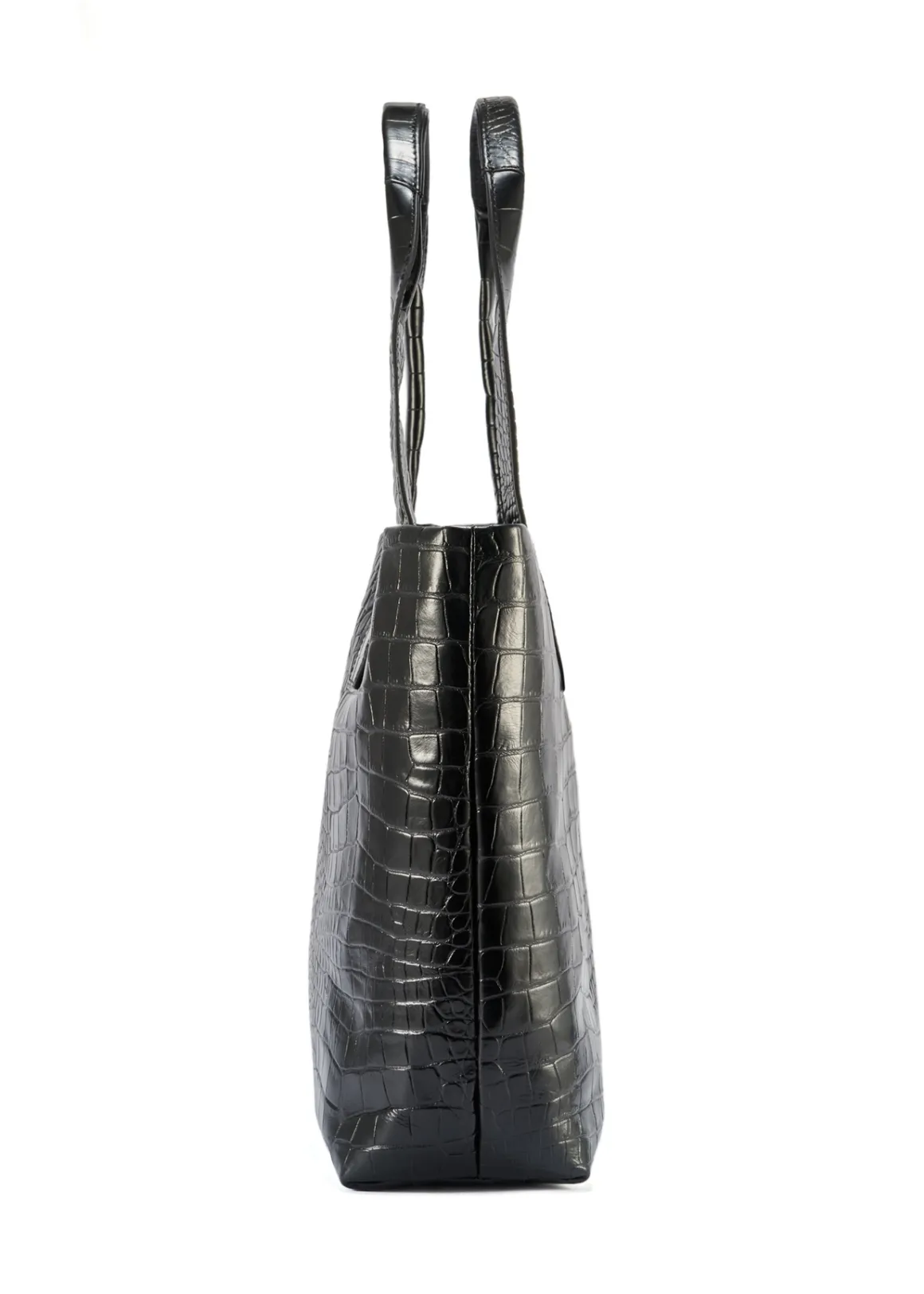 Czarna skórzana torebka shopper croco