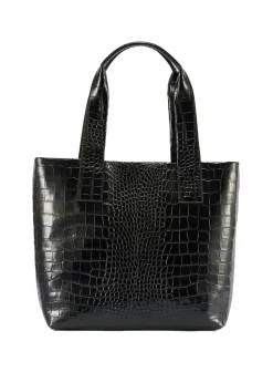 Czarna skórzana torebka shopper croco