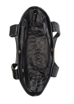 Czarna skórzana torebka shopper croco