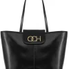 Czarna skórzana torebka shopper