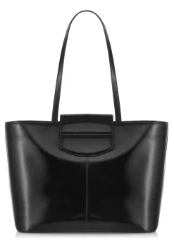 Czarna skórzana torebka shopper