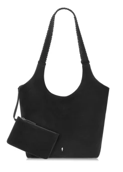 Czarna zamszowa torebka damska typu shopper