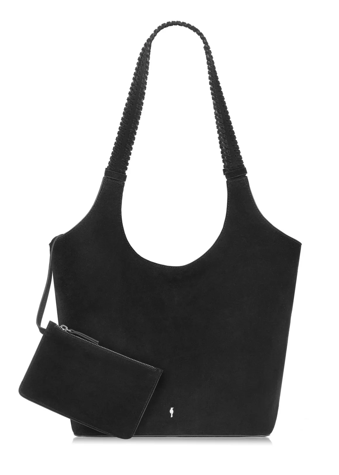 Czarna zamszowa torebka damska typu shopper